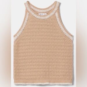 Amour Vert Pink and White Knit Sweater Tank Top